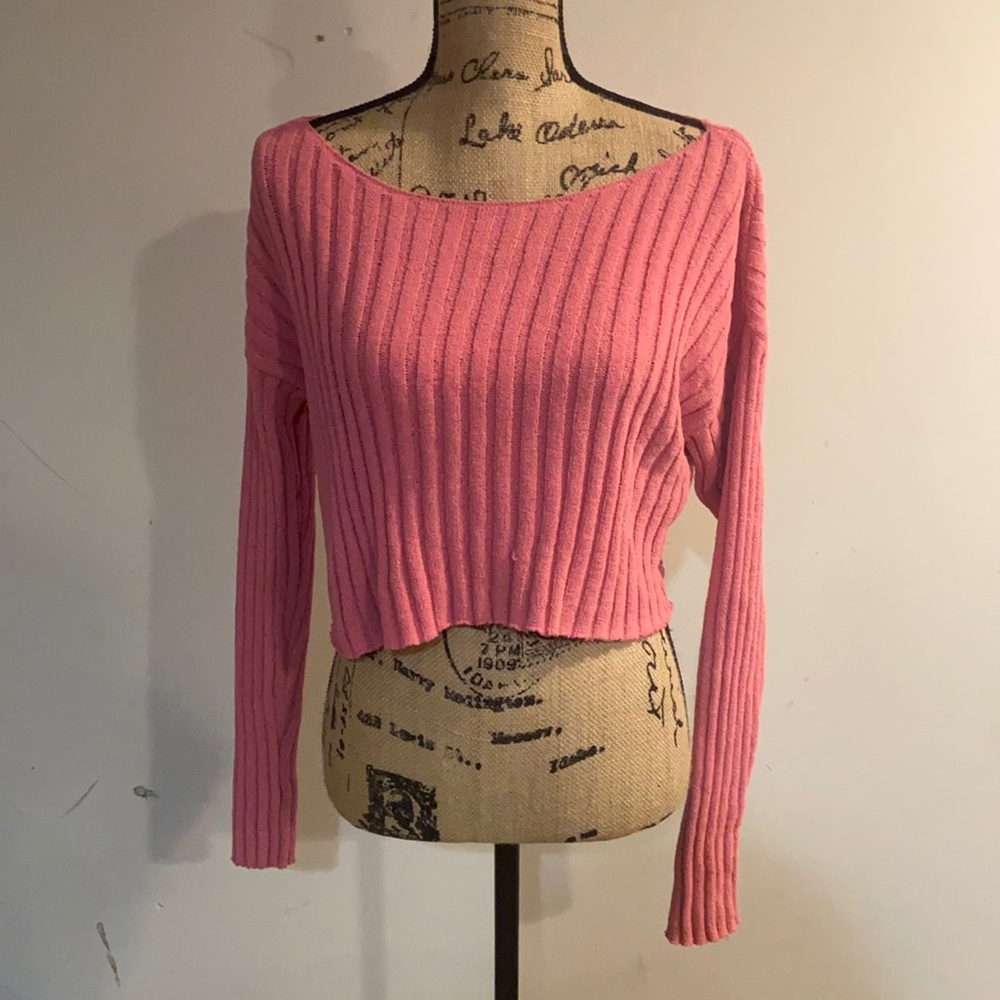 Garage pink crop sweater